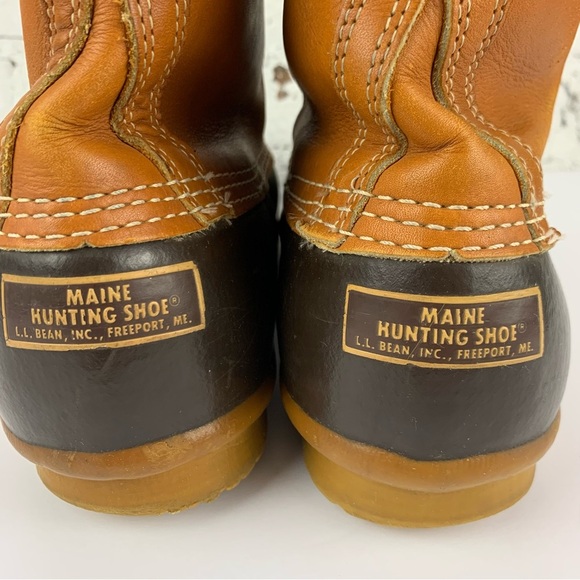 L.L. Bean Brown Leather Duck Bean Boots Unlined Lace Up Tall 11 GW W11/M9 main image 6